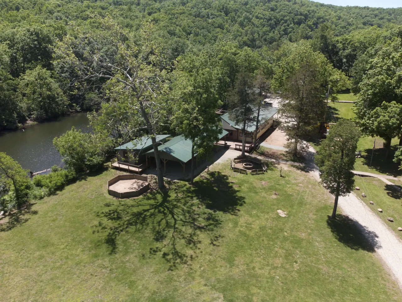 Aerial view of Dayspring Bible Camp in Ironton, Missouri